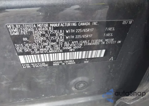 2018 Toyota Rav4 Xle z USA, uszkodzony, nr VIN 2T3RFREV5JW800336